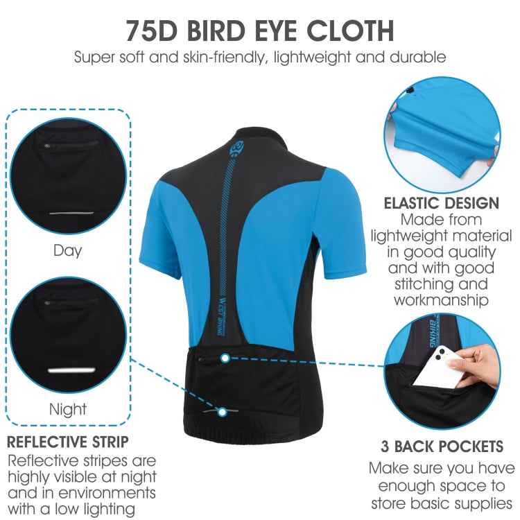 WEST BIKING YP0206163 Summer Polyester Mesh Breathable Sunscreen Cycling Jersey Zipper Sports Short Sleeve Top for Men