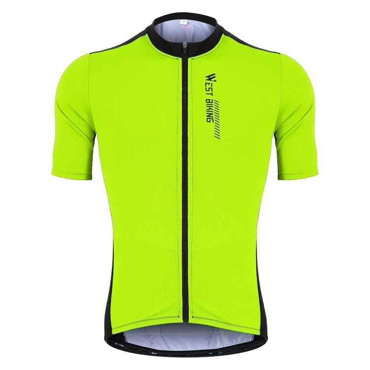 WEST BIKING YP0206163 Summer Polyester Mesh Breathable Sunscreen Cycling Jersey Zipper Sports Short Sleeve Top for Men
