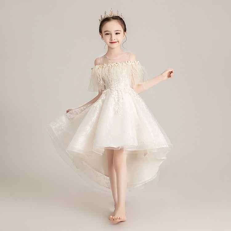 Round Neck Strapless Front Short Back Long Lace Princess Dress Pettiskirt Performance Formal Dress for Girls