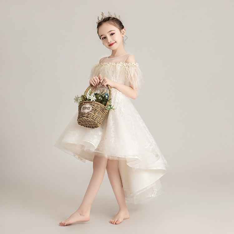 Round Neck Strapless Front Short Back Long Lace Princess Dress Pettiskirt Performance Formal Dress for Girls