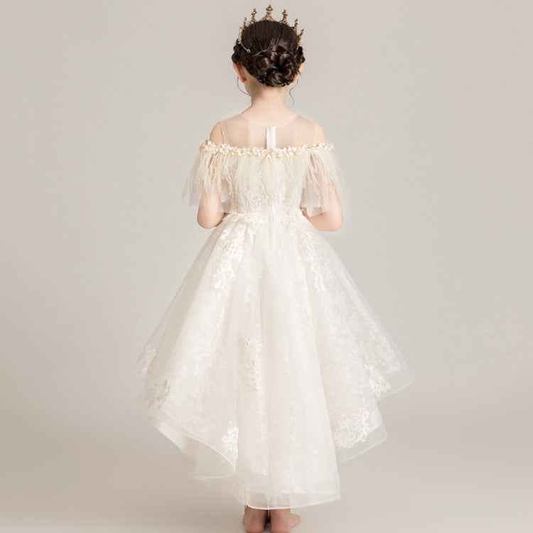 Round Neck Strapless Front Short Back Long Lace Princess Dress Pettiskirt Performance Formal Dress for Girls