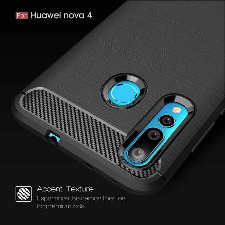 Brushed Texture Carbon Fiber Shockproof TPU Case for Huawei Nova 4