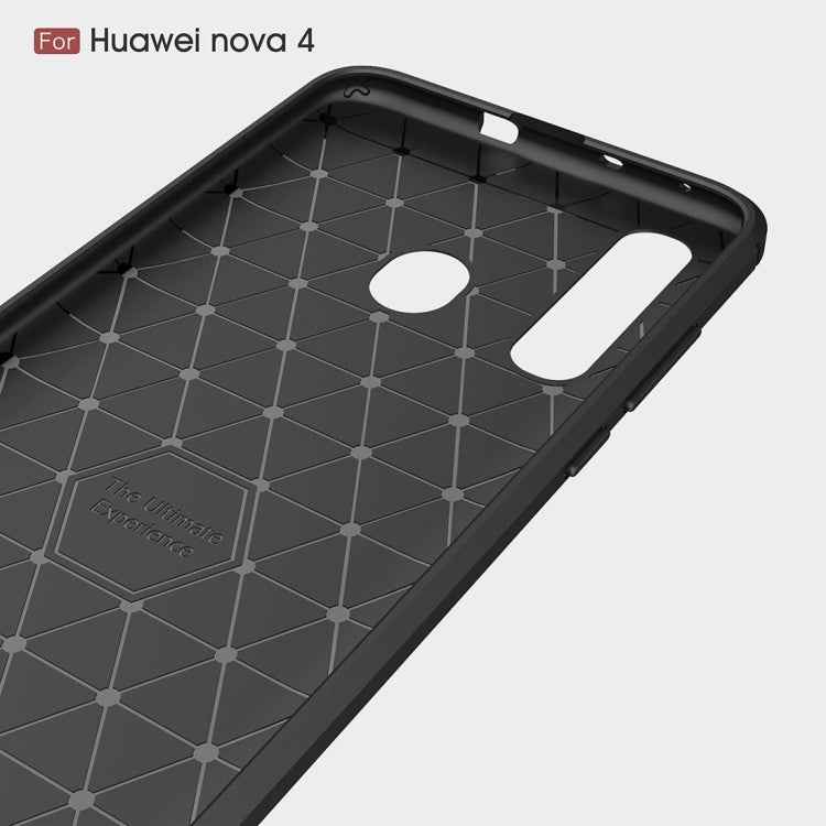 Brushed Texture Carbon Fiber Shockproof TPU Case for Huawei Nova 4