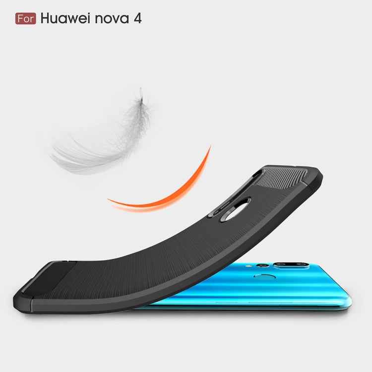 Brushed Texture Carbon Fiber Shockproof TPU Case for Huawei Nova 4