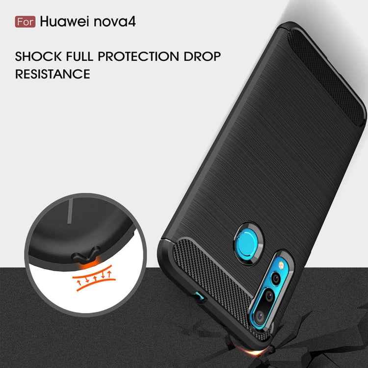Brushed Texture Carbon Fiber Shockproof TPU Case for Huawei Nova 4