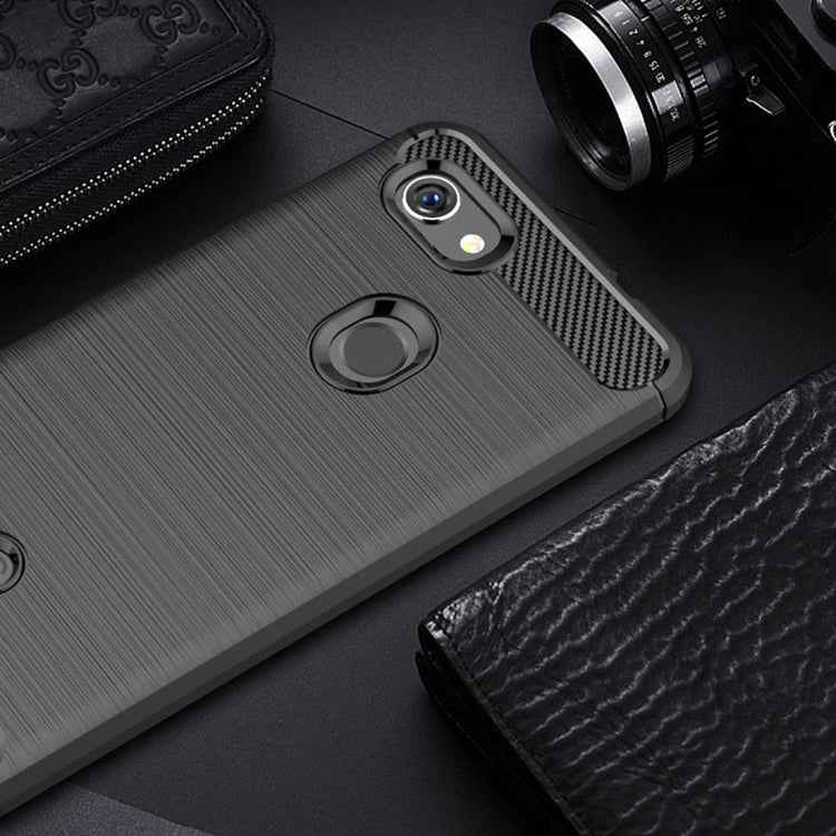 Brushed Texture Carbon Fiber Shockproof TPU Case for Google Pixel 3 Lite