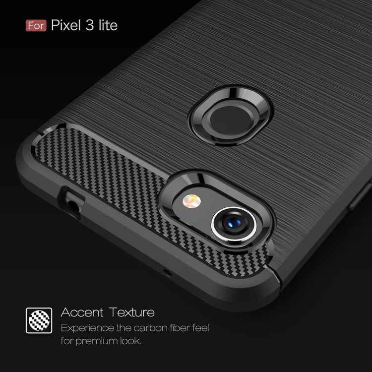 Brushed Texture Carbon Fiber Shockproof TPU Case for Google Pixel 3 Lite
