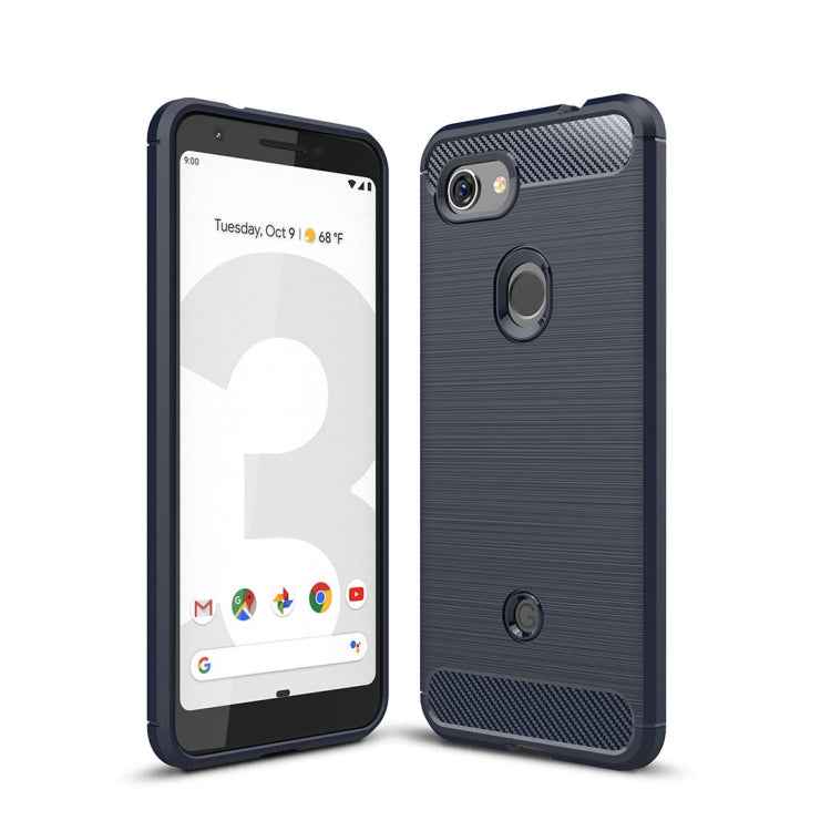 Brushed Texture Carbon Fiber Shockproof TPU Case for Google Pixel 3 Lite
