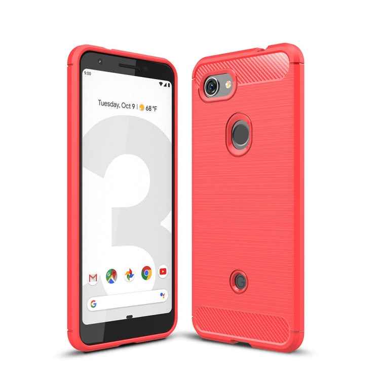 Brushed Texture Carbon Fiber Shockproof TPU Case for Google Pixel 3 Lite