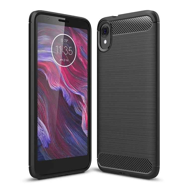 Brushed Texture Carbon Fiber Shockproof TPU Case for MOTO E6