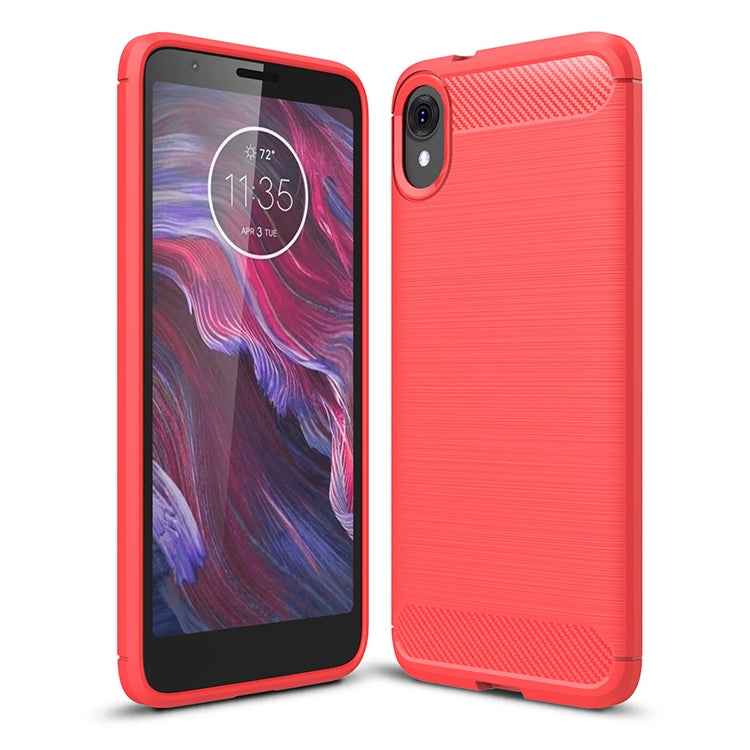 Brushed Texture Carbon Fiber Shockproof TPU Case for MOTO E6