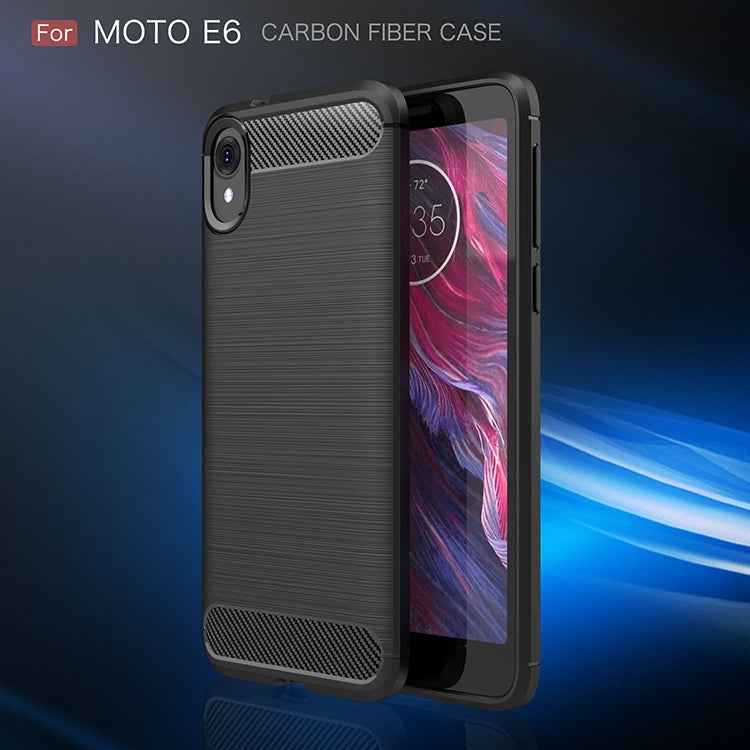 Brushed Texture Carbon Fiber Shockproof TPU Case for MOTO E6
