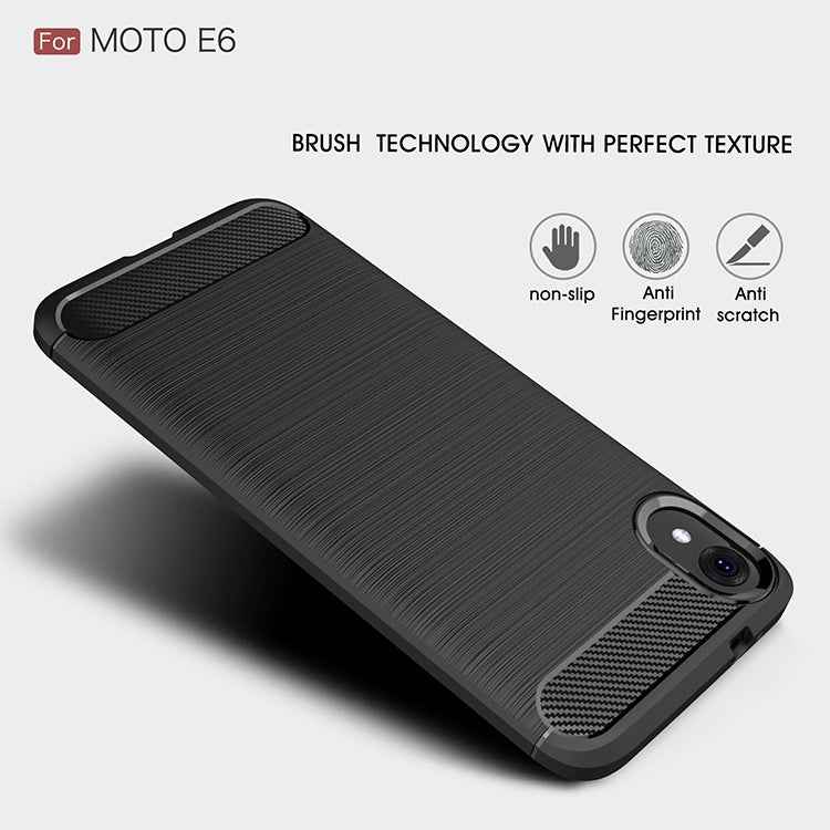 Brushed Texture Carbon Fiber Shockproof TPU Case for MOTO E6