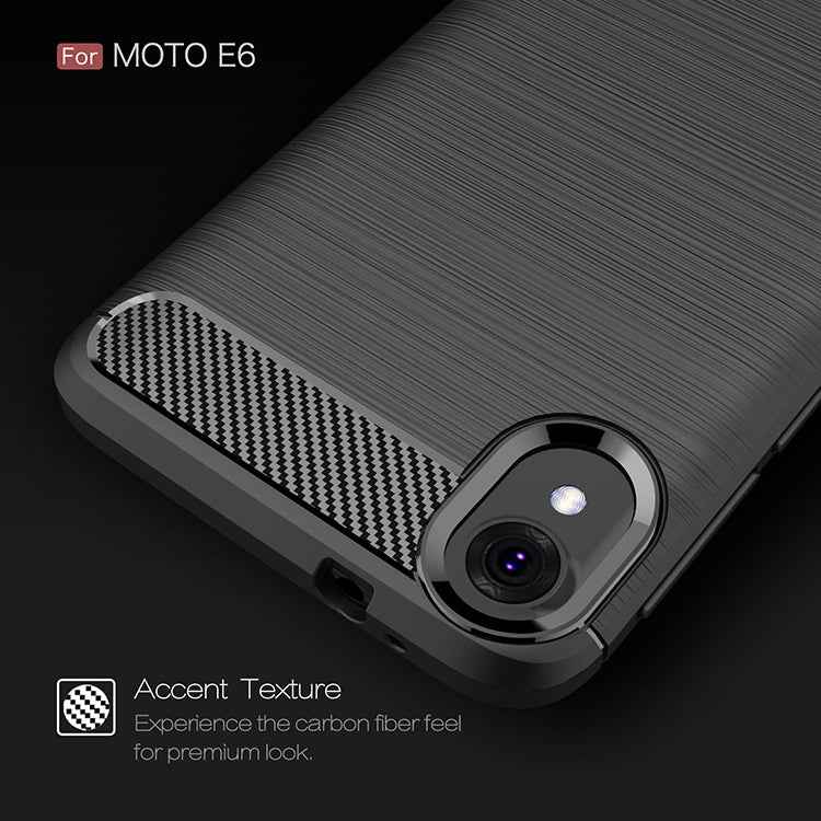 Brushed Texture Carbon Fiber Shockproof TPU Case for MOTO E6