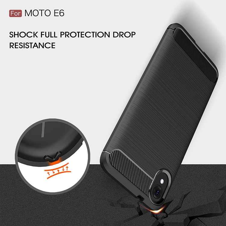 Brushed Texture Carbon Fiber Shockproof TPU Case for MOTO E6