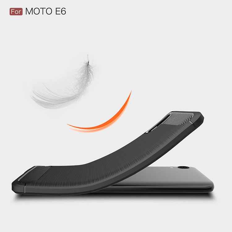Brushed Texture Carbon Fiber Shockproof TPU Case for MOTO E6
