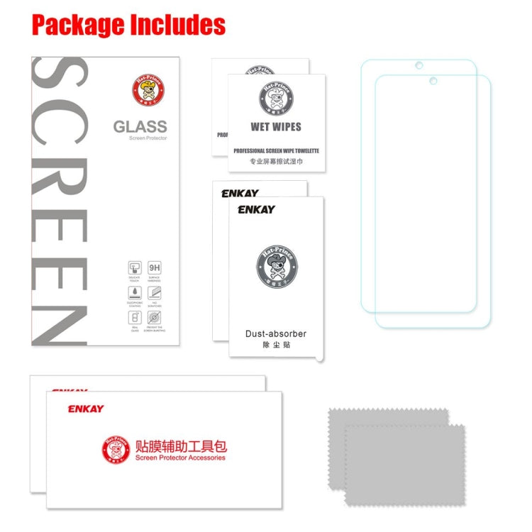 2 PCS ENKAY Hat-Prince 0.26mm 9H 2.5D Curved Full Screen Tempered Glass Film For Huawei P30, For Huawei P30 (2 PCS)