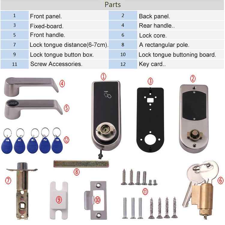 OS8818 Password + Key + Sensor Card Zinc Alloy Electronic Door Lock Touch Screen Electronic Code Lock