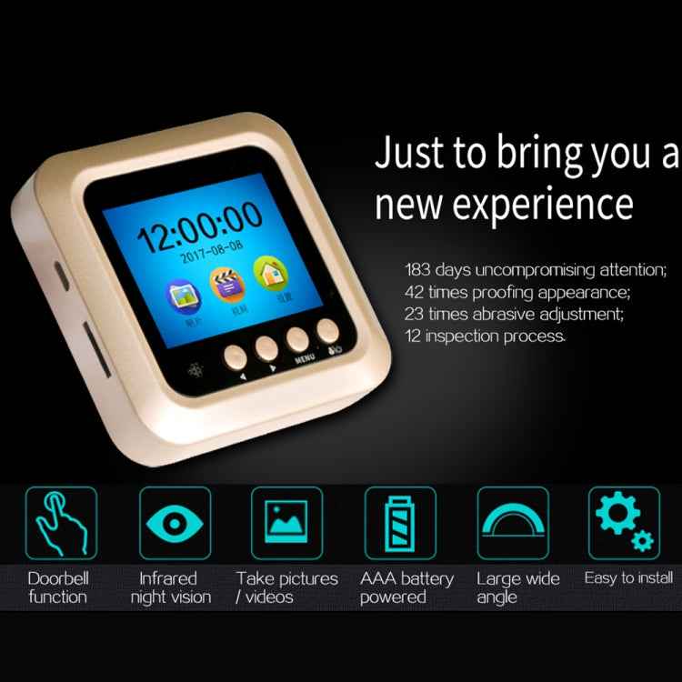 W5 2.4 inch Screen 2.0MP Security Camera No Disturb Peephole Viewer Doorbell, Support TF Card / Night Vision / Video Recording