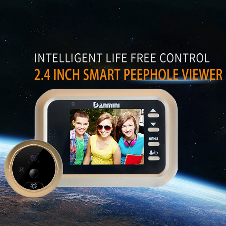 Danmini Q8 2.4 inch Color Screen 1.0MP Security Camera No Disturb Peephole Viewer, Support TF Card (32GB Max) / Night Vision / PIR Motion Detection(Gold)