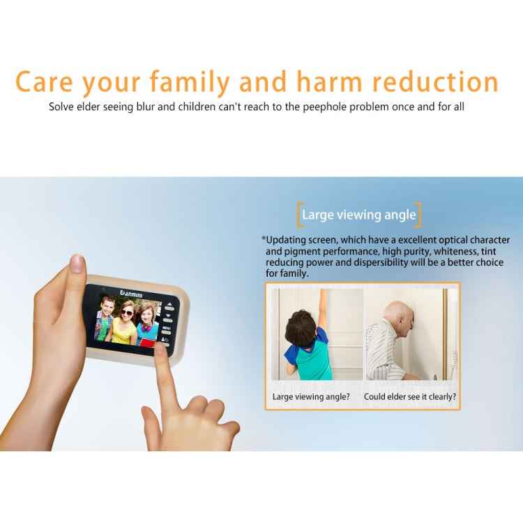 Danmini Q8 2.4 inch Color Screen 1.0MP Security Camera No Disturb Peephole Viewer, Support TF Card (32GB Max) / Night Vision / PIR Motion Detection(Gold)