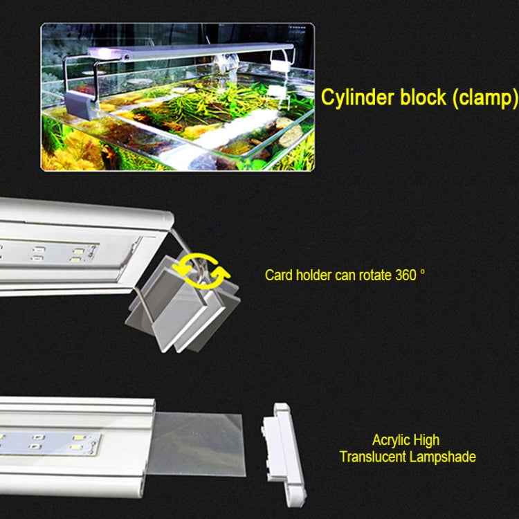 XY-30K Aquarium Glass Fish Tank LED Aquatic Bracket Lamp, US Plug