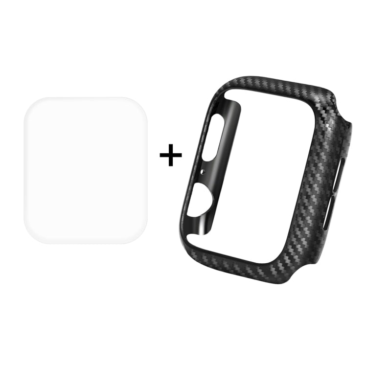 ENKAY Hat-Prince 2 in 1 Carbon Fiber Texture TPU Semi-clad Protective Shell + 3D Full Screen PET Curved Heat Bending HD Screen Protector for Apple Watch Series 5 & 4 40mm, 40mm
