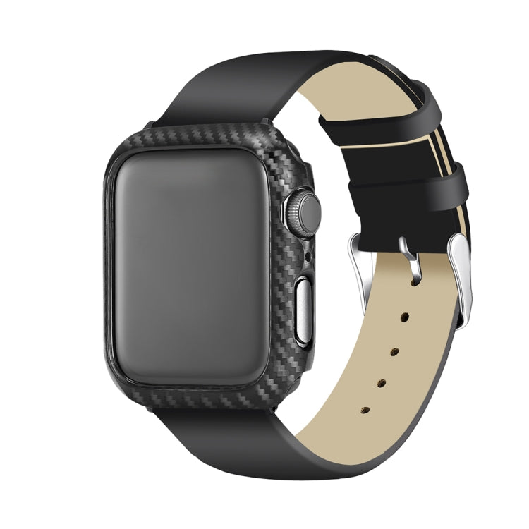 ENKAY Hat-Prince 2 in 1 Carbon Fiber Texture TPU Semi-clad Protective Shell + 3D Full Screen PET Curved Heat Bending HD Screen Protector for Apple Watch Series 5 & 4 40mm, 40mm