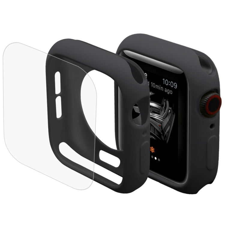 ENKAY Hat-Prince 2 en 1 Carcasa protectora semirrígida de TPU + Protector de pantalla HD curvado con calor de PET 3D para Apple Watch Series 5 y 4 de 44 mm