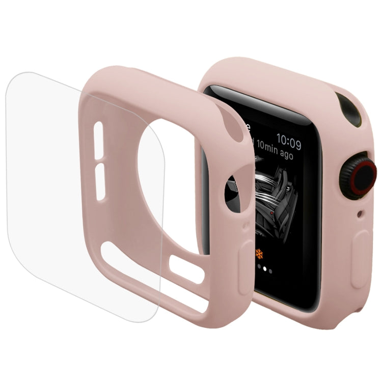 ENKAY Hat-Prince 2 en 1 Carcasa protectora semirrígida de TPU + Protector de pantalla HD curvado con calor de PET 3D para Apple Watch Series 5 y 4 de 44 mm