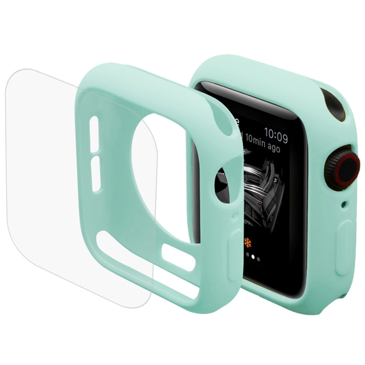 ENKAY Hat-Prince 2 en 1 Carcasa protectora semirrígida de TPU + Protector de pantalla HD curvado con calor de PET 3D para Apple Watch Series 5 y 4 de 44 mm