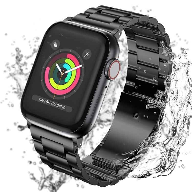 For Apple Watch Series 10 42mm / 9&8&7 41mm / SE 3&SE 2&6&SE&5&4 40mm / 3&2&1 38mm Fold Buckle 3 Beads Stainless Steel Watch Band