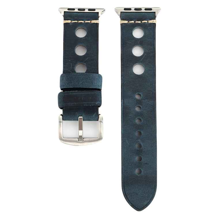 For Apple Watch Series 7 45mm / 6 & SE & 5 & 4 44mm / 42mm 3 & 2 & 1 Retro Hole Genuine Leather Wrist Watch Band
