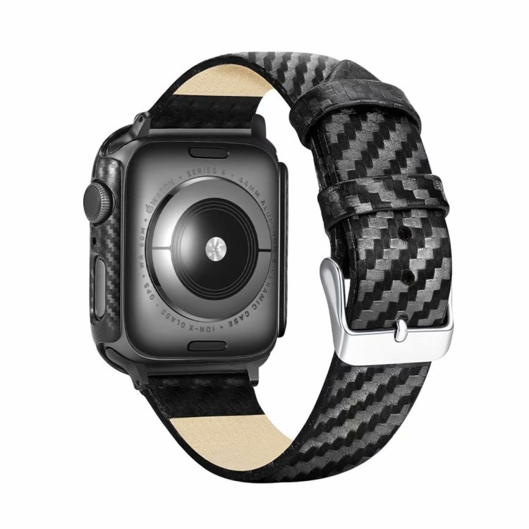 Genuine Leather Carbon Fiber Strap + Frame for Apple Watch Series 3 & 2 & 1 42mm, Apple Watch Series 3 & 2 & 1 42mm