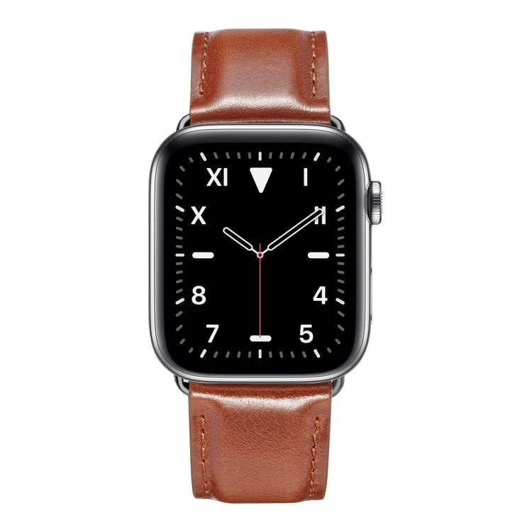 Black Buckle Leather Watch Band For Apple Watch Ultra 49mm&Watch Ultra 2 49mm / Series 10 46mm / 9&8&7 45mm / SE 3&SE 2&6&SE&5&4 44mm / 3&2&1 42mm