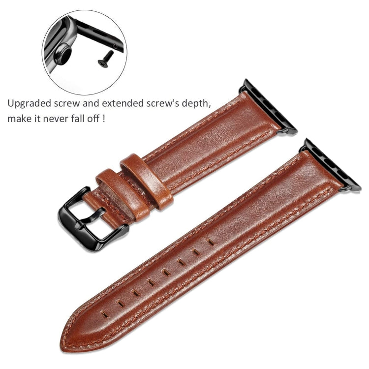 Black Buckle Leather Watch Band For Apple Watch Ultra 49mm&Watch Ultra 2 49mm / Series 10 46mm / 9&8&7 45mm / SE 3&SE 2&6&SE&5&4 44mm / 3&2&1 42mm