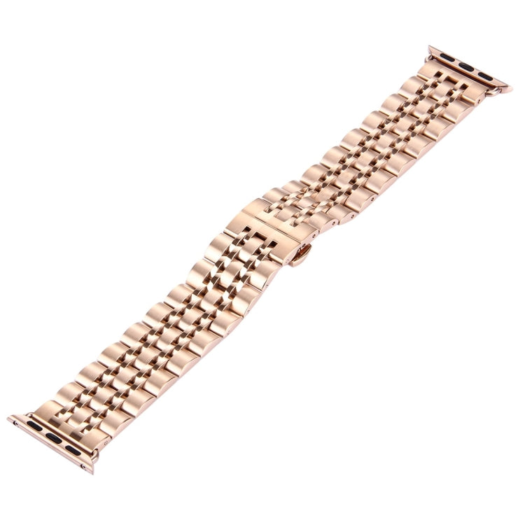 Hidden Butterfly Buckle 7 Beads Stainless Steel Watch Band For Apple Watch 42mm(Silver Gold), 20mm Women