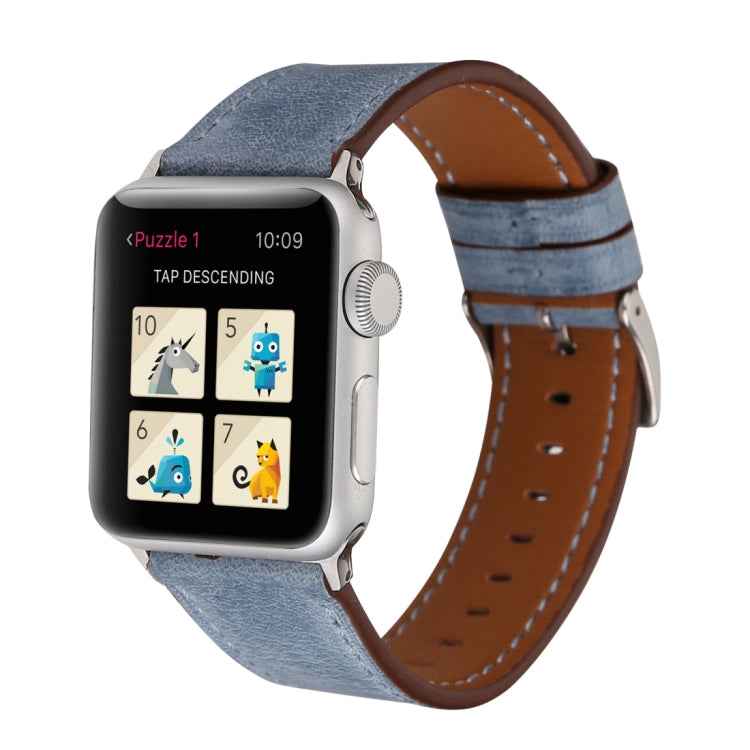 For Apple Watch Series 10 42mm / 9&8&7 41mm / SE 3&SE 2&6&SE&5&4 40mm / 3&2&1 38mm Fresh Style Genuine Leather Watch Band
