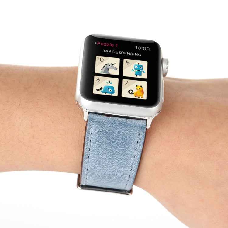 For Apple Watch Series 10 42mm / 9&8&7 41mm / SE 3&SE 2&6&SE&5&4 40mm / 3&2&1 38mm Fresh Style Genuine Leather Watch Band