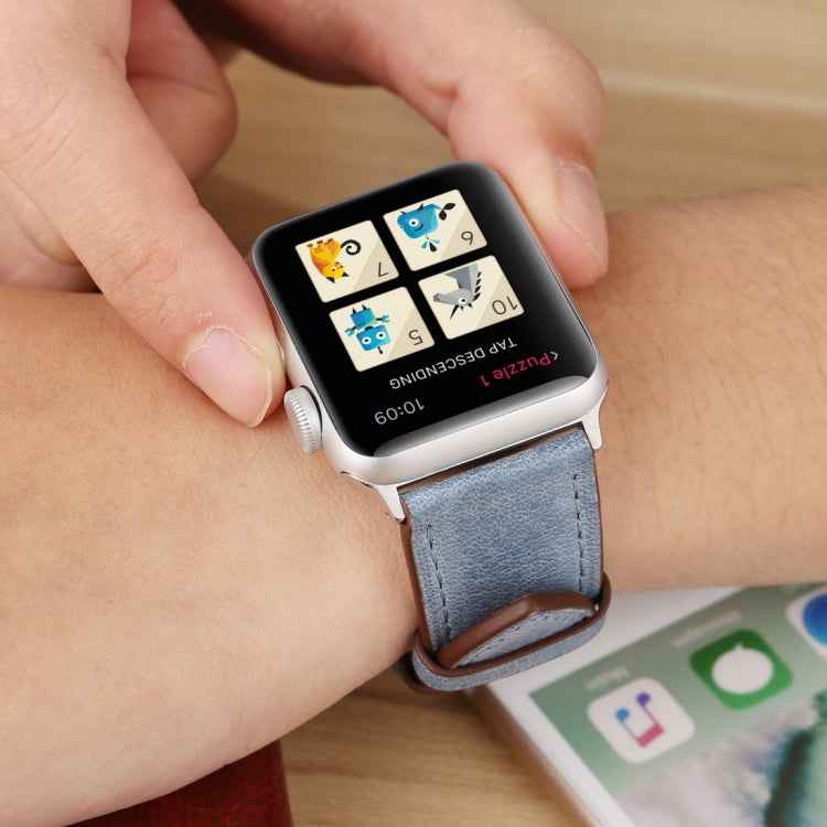 For Apple Watch Series 10 42mm / 9&8&7 41mm / SE 3&SE 2&6&SE&5&4 40mm / 3&2&1 38mm Fresh Style Genuine Leather Watch Band