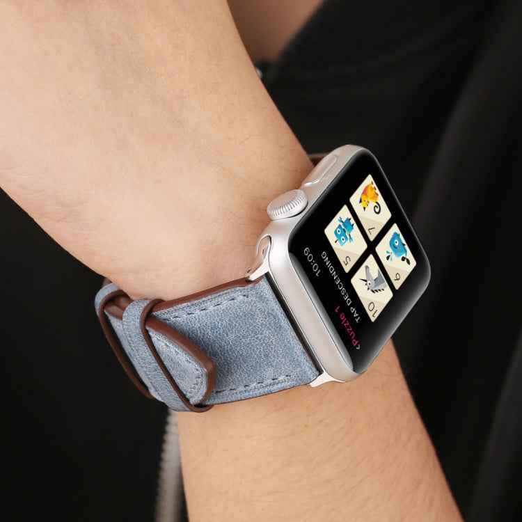For Apple Watch Series 10 42mm / 9&8&7 41mm / SE 3&SE 2&6&SE&5&4 40mm / 3&2&1 38mm Fresh Style Genuine Leather Watch Band