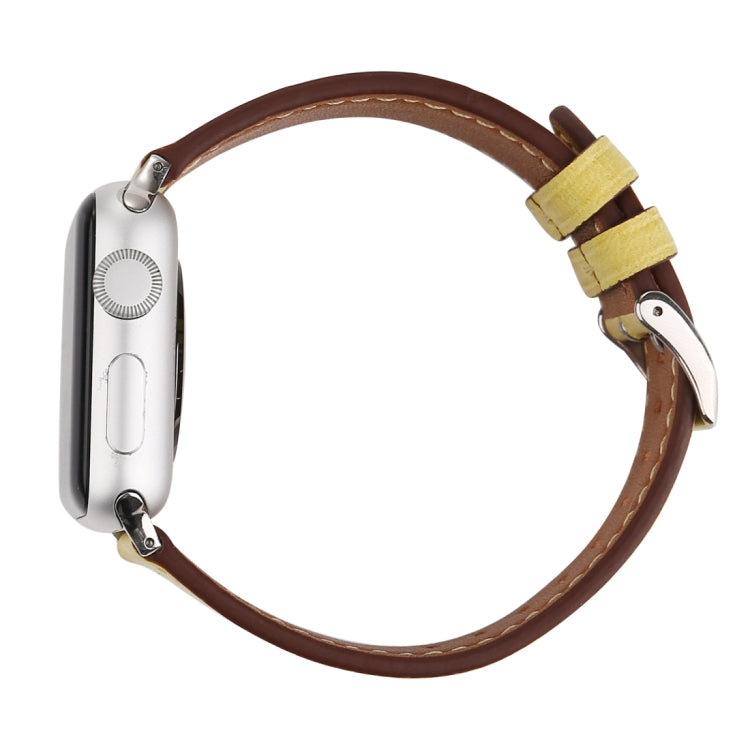 For Apple Watch Series 10 42mm / 9&8&7 41mm / SE 3&SE 2&6&SE&5&4 40mm / 3&2&1 38mm Fresh Style Genuine Leather Watch Band