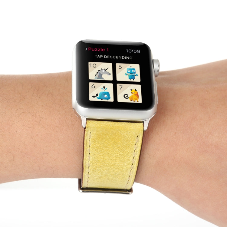 For Apple Watch Series 10 42mm / 9&8&7 41mm / SE 3&SE 2&6&SE&5&4 40mm / 3&2&1 38mm Fresh Style Genuine Leather Watch Band