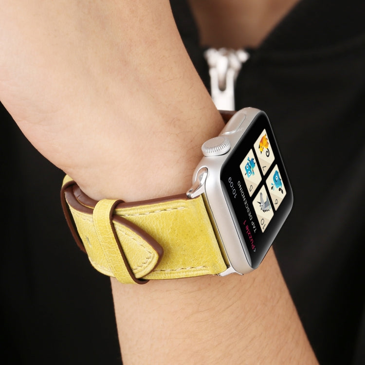 For Apple Watch Series 10 42mm / 9&8&7 41mm / SE 3&SE 2&6&SE&5&4 40mm / 3&2&1 38mm Fresh Style Genuine Leather Watch Band