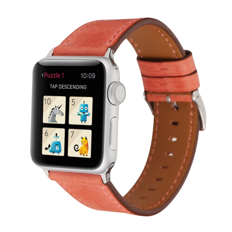 For Apple Watch Ultra 49mm&Watch Ultra 2 49mm / Series 10 46mm / 9&8&7 45mm / SE 3&SE 2&6&SE&5&4 44mm / 3&2&1 42mm Fresh Style Genuine Leather Watch Band