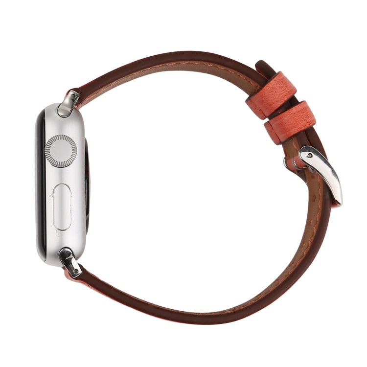 For Apple Watch Ultra 49mm&Watch Ultra 2 49mm / Series 10 46mm / 9&8&7 45mm / SE 3&SE 2&6&SE&5&4 44mm / 3&2&1 42mm Fresh Style Genuine Leather Watch Band
