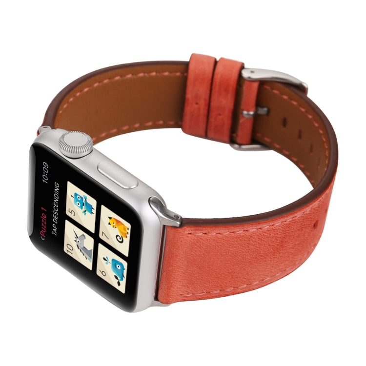 For Apple Watch Ultra 49mm&Watch Ultra 2 49mm / Series 10 46mm / 9&8&7 45mm / SE 3&SE 2&6&SE&5&4 44mm / 3&2&1 42mm Fresh Style Genuine Leather Watch Band