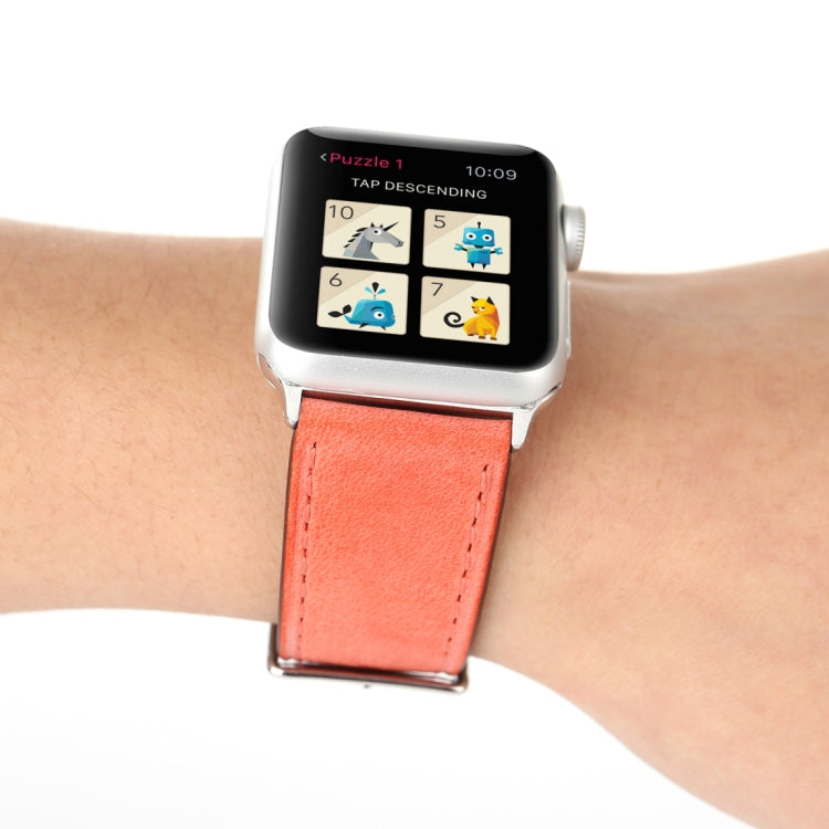 For Apple Watch Ultra 49mm&Watch Ultra 2 49mm / Series 10 46mm / 9&8&7 45mm / SE 3&SE 2&6&SE&5&4 44mm / 3&2&1 42mm Fresh Style Genuine Leather Watch Band