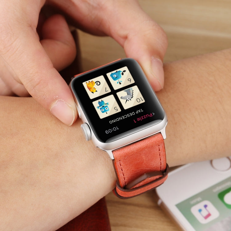 For Apple Watch Ultra 49mm&Watch Ultra 2 49mm / Series 10 46mm / 9&8&7 45mm / SE 3&SE 2&6&SE&5&4 44mm / 3&2&1 42mm Fresh Style Genuine Leather Watch Band