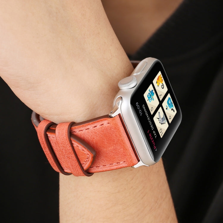 For Apple Watch Ultra 49mm&Watch Ultra 2 49mm / Series 10 46mm / 9&8&7 45mm / SE 3&SE 2&6&SE&5&4 44mm / 3&2&1 42mm Fresh Style Genuine Leather Watch Band